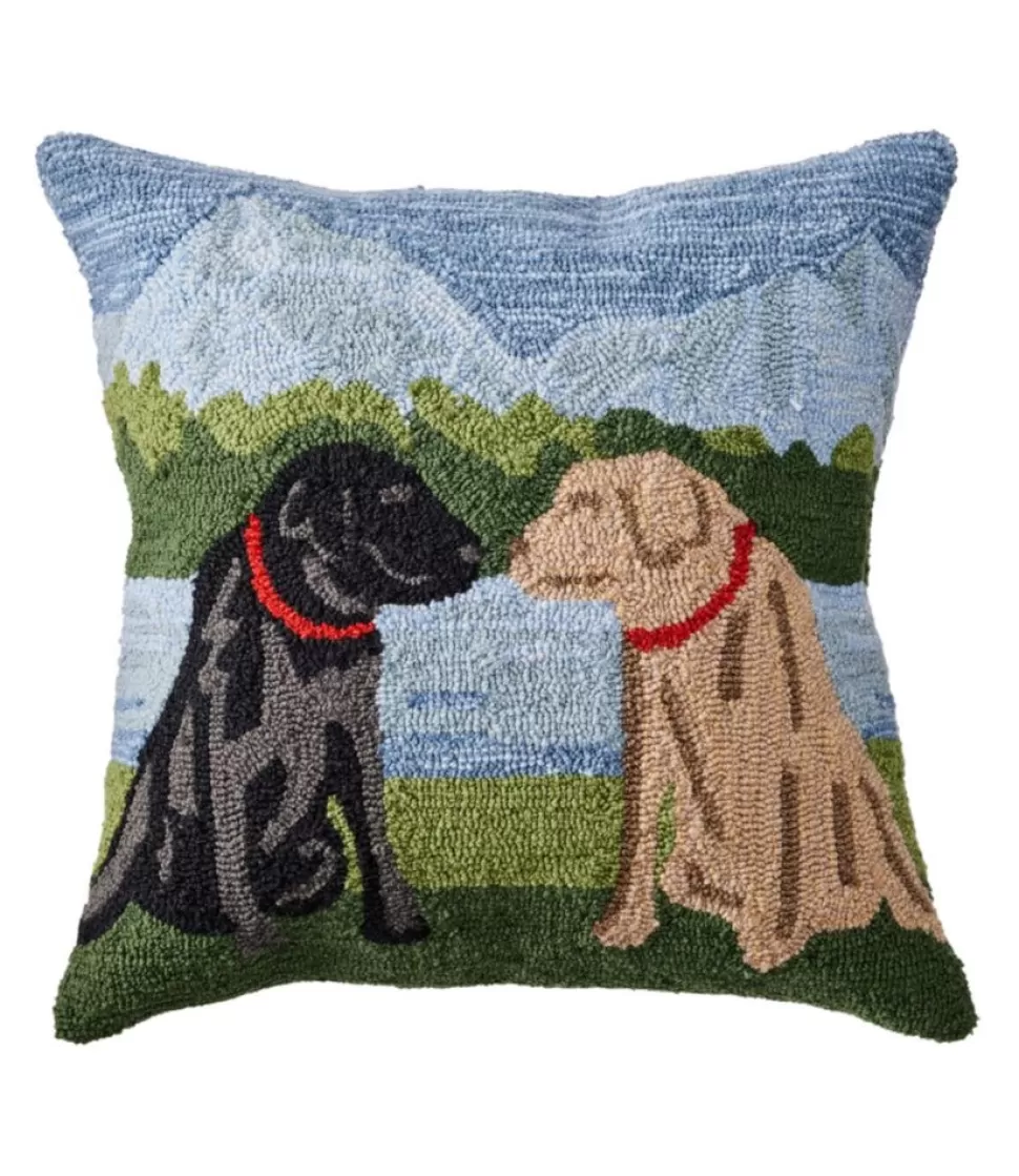 Discount "Indoor/Outdoor Hooked Pillow, Mountain Dogs" Home Decor