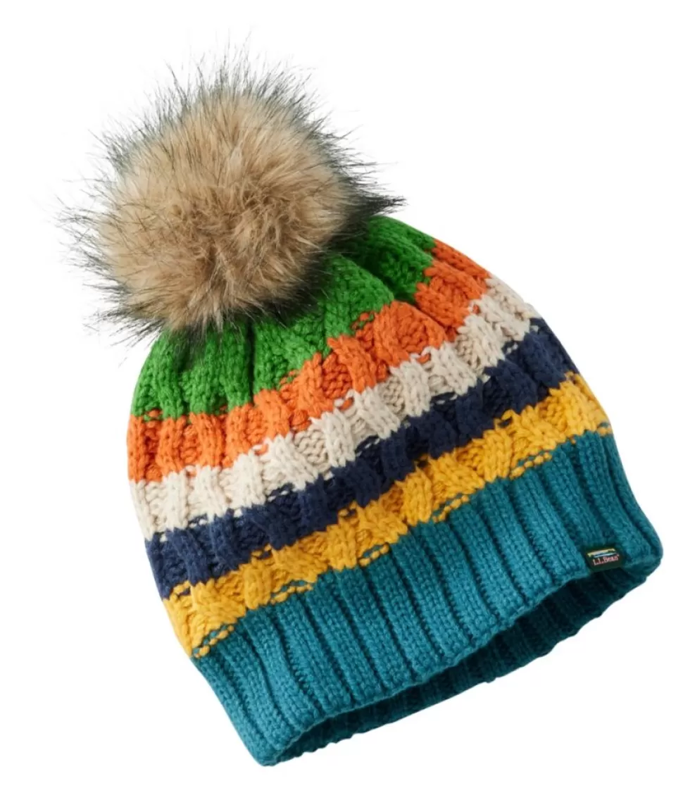 Fashion "Kids' Cozy Striped Cable Pom Hat" Kids Accessories | Accessories