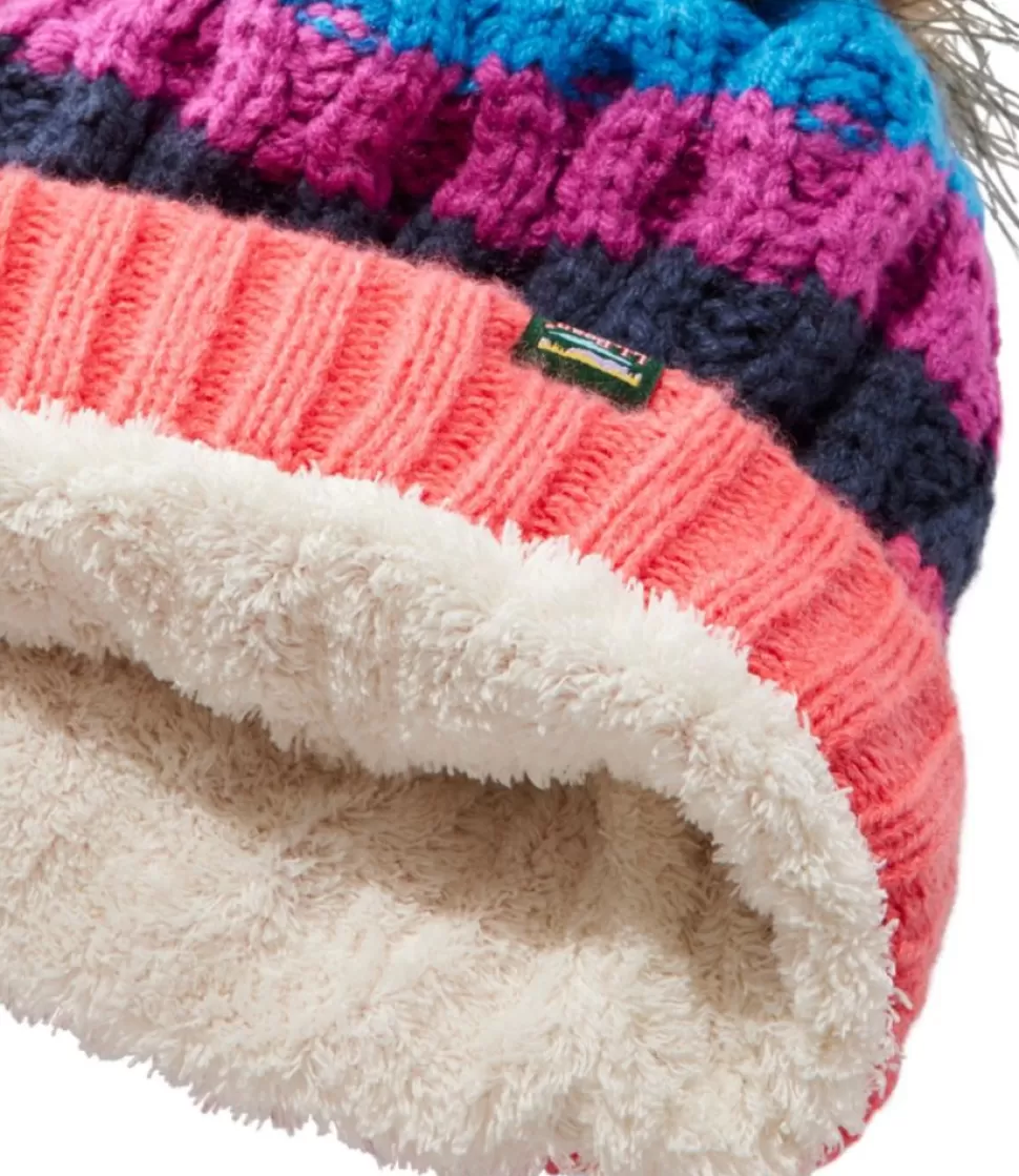 Fashion "Kids' Cozy Striped Cable Pom Hat" Kids Accessories | Accessories