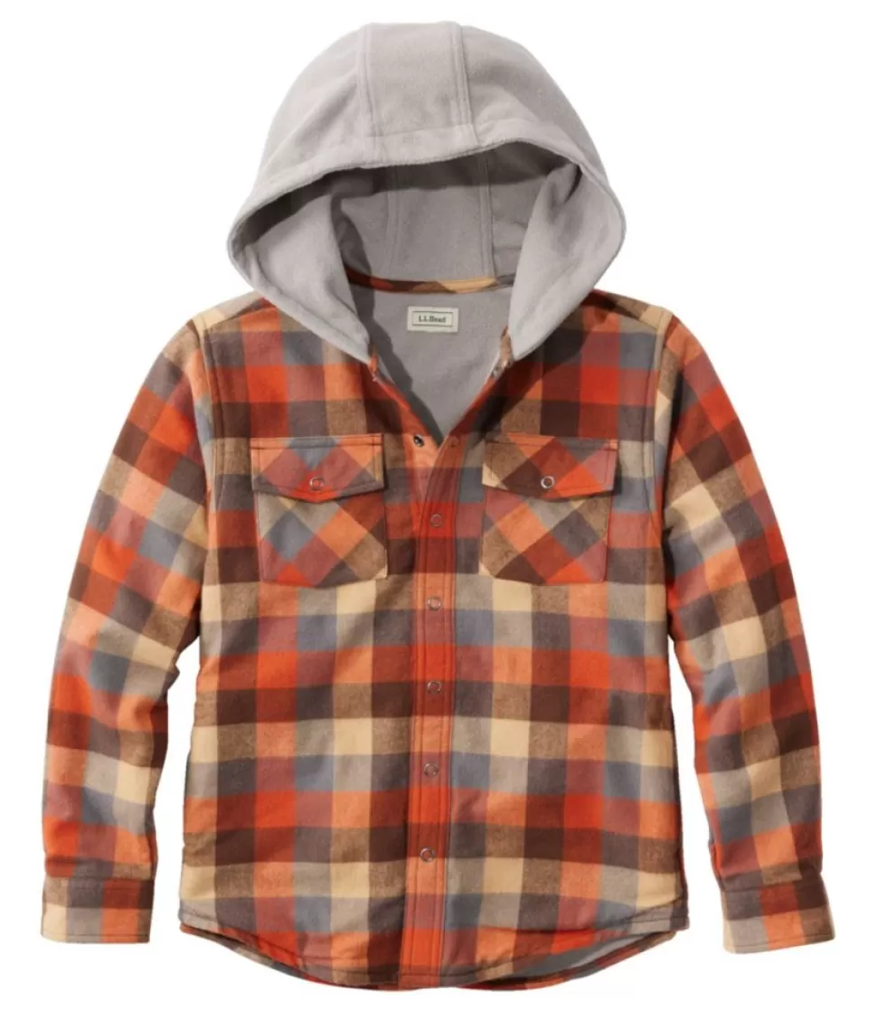 Sale "Kids' Fleece-Lined Flannel Shirt, Hooded Plaid" Kids Tops