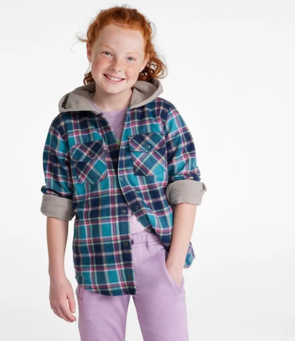 Sale "Kids' Fleece-Lined Flannel Shirt, Hooded Plaid" Kids Tops