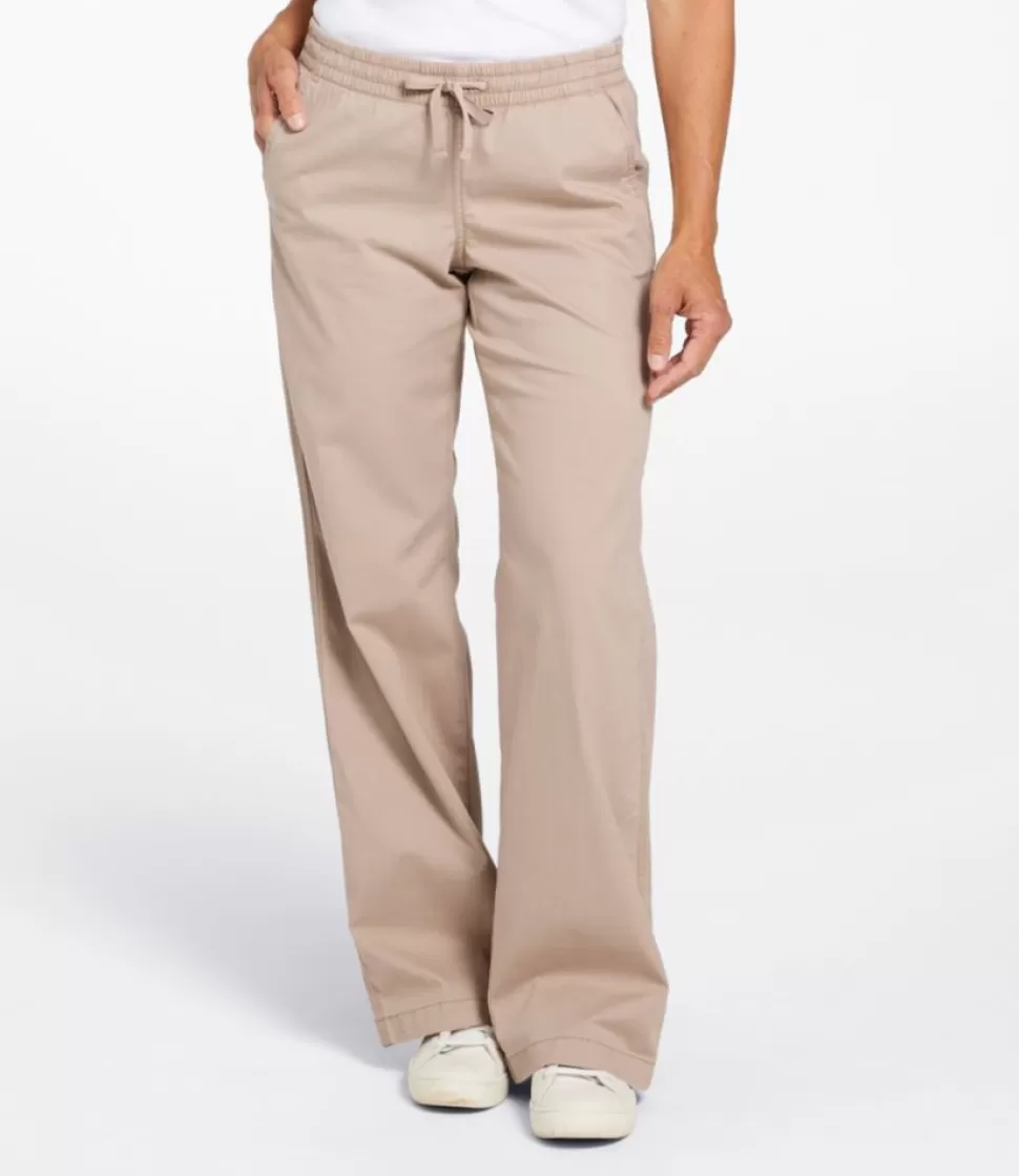 Fashion "Lakewashed Pull-on Chinos, Mid-Rise Wide-Leg" Women Pants