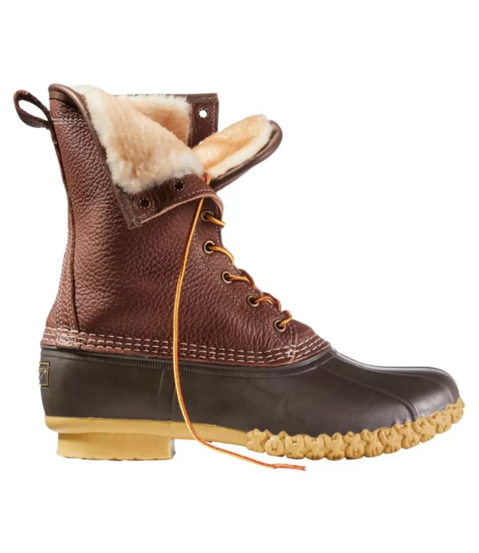 Hot "Men's Bean Boots, 10" Shearling-Lined Tumbled Leather" Boots
