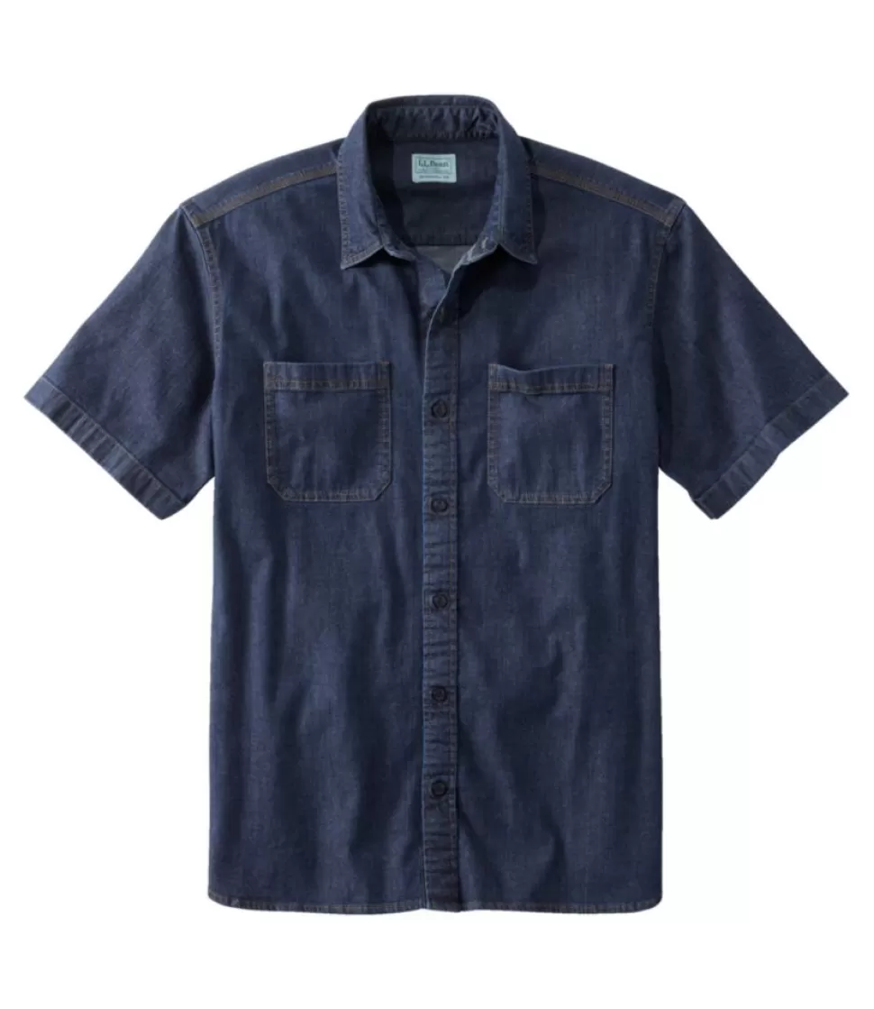 Hot "Men's BeanFlex® Denim Shirt, Short-Sleeve, Traditional Untucked Fit" Shirts