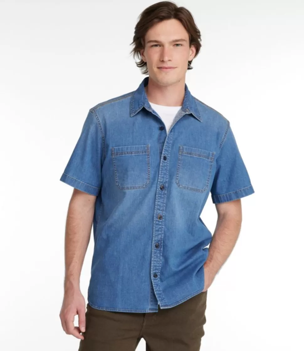 Hot "Men's BeanFlex® Denim Shirt, Short-Sleeve, Traditional Untucked Fit" Shirts