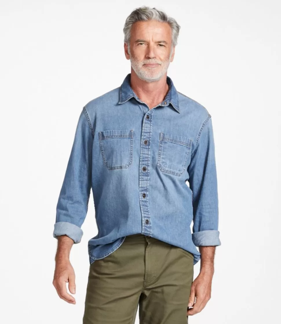 Cheap "Men's BeanFlex® Denim Shirt, Traditional Untucked Fit" Shirts