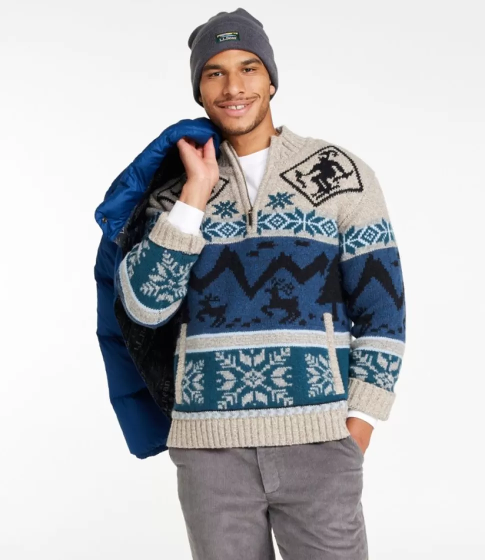 Hot "Men's Bean's Classic Ragg Wool Sweater, Quarter-Zip, Fair Isle" Sweaters