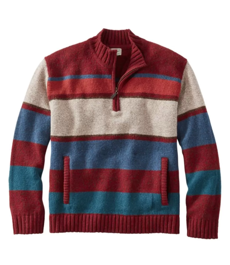 Best Sale "Men's Bean's Classic Ragg Wool Sweater, Quarter-Zip, Stripe" Sweaters