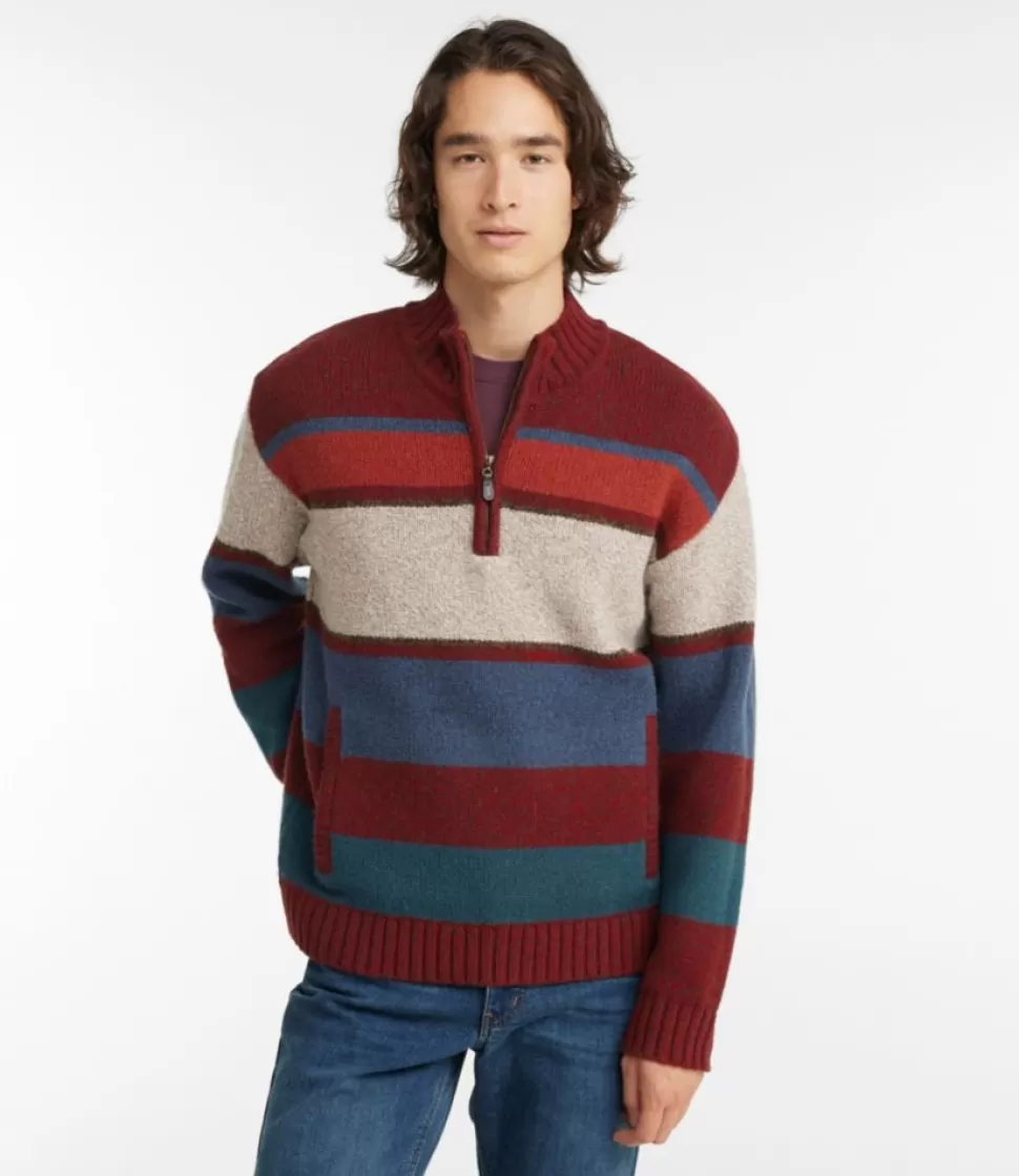 Best Sale "Men's Bean's Classic Ragg Wool Sweater, Quarter-Zip, Stripe" Sweaters