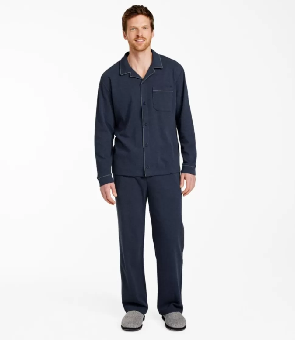 Cheap "Men's Bean's Cotton Knit Pajamas, Button-Front PJ Set" Sleepwear