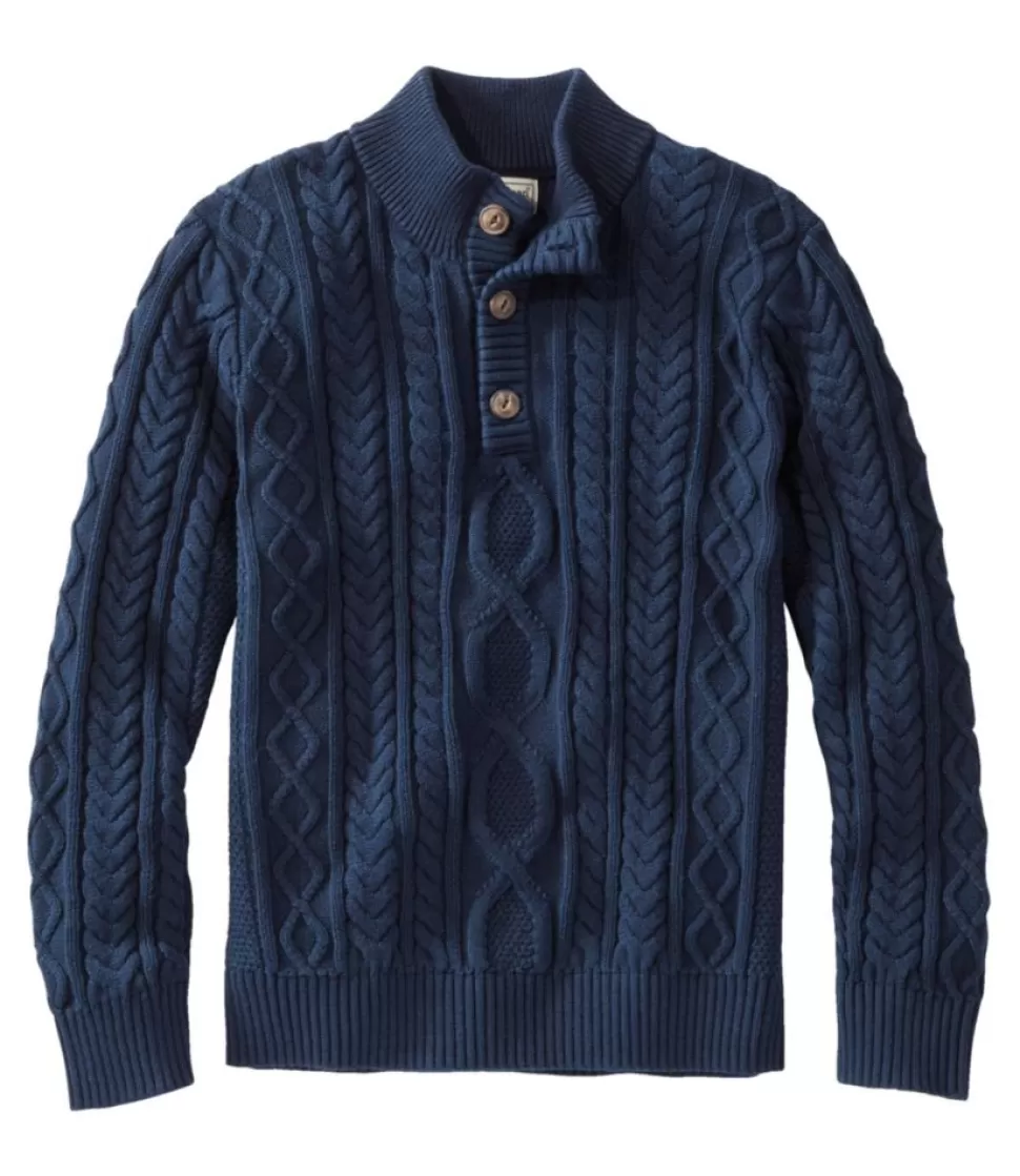 Best Sale "Men's Bean's Heritage Soft Cotton Fisherman Sweater, Button-Mock" Sweaters