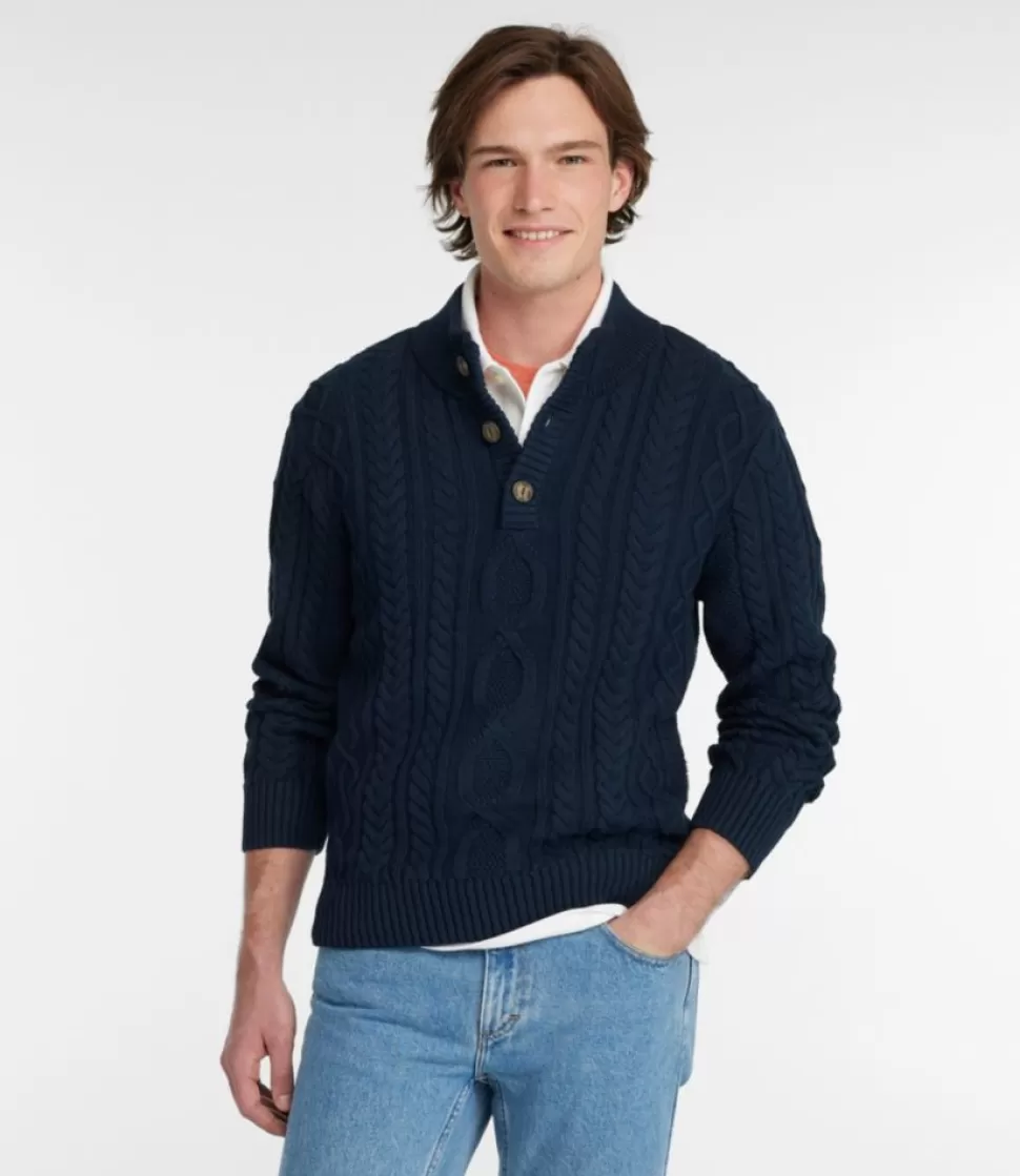 Best Sale "Men's Bean's Heritage Soft Cotton Fisherman Sweater, Button-Mock" Sweaters