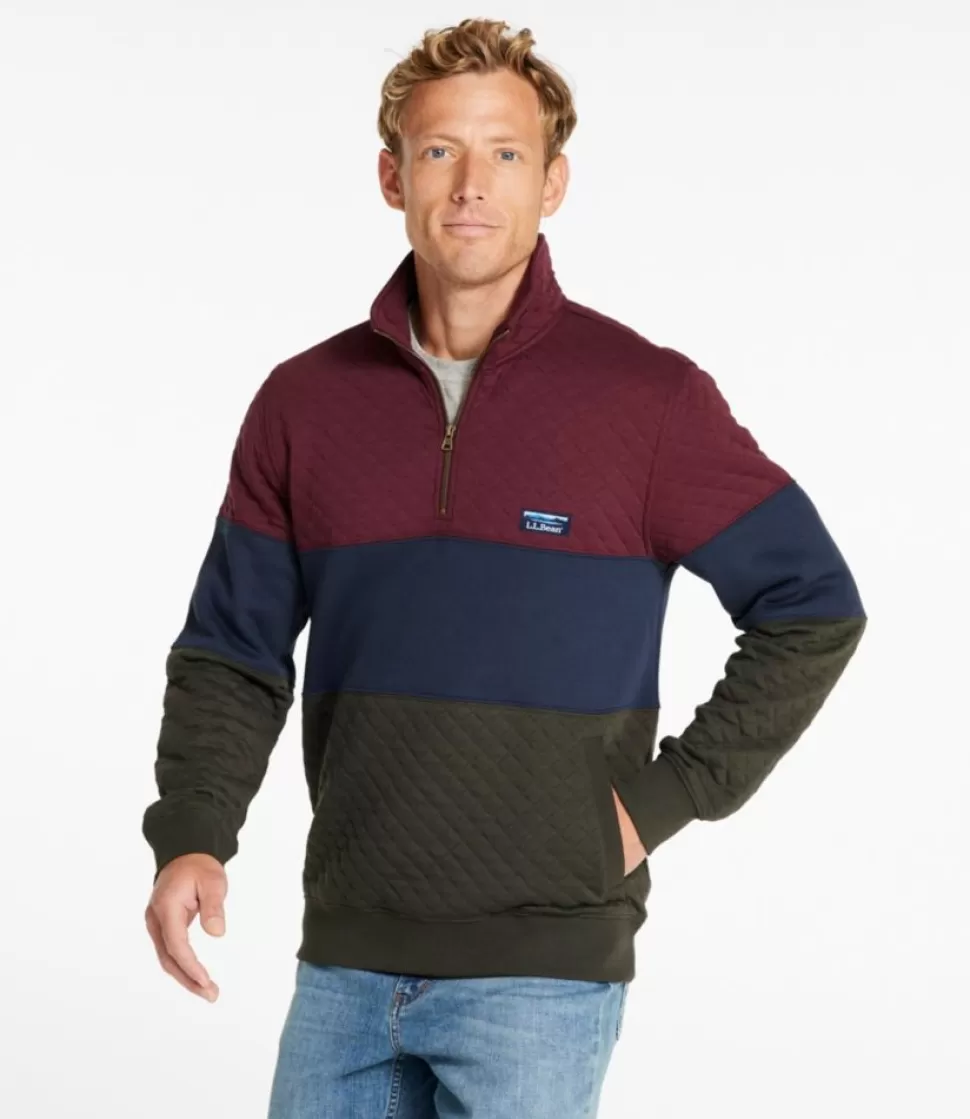 Hot "Men's Bean's Quilted Sweatshirt, Mockneck, Colorblock" Sweatshirts