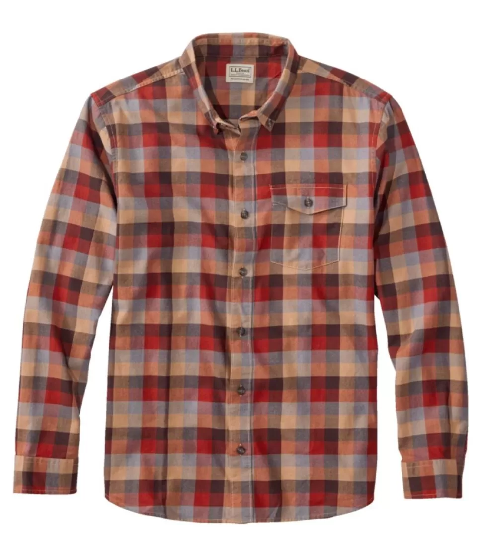 Hot "Men's Brushed Jaspé Twill Shirt, Plaid, Traditional Untucked Fit" Shirts