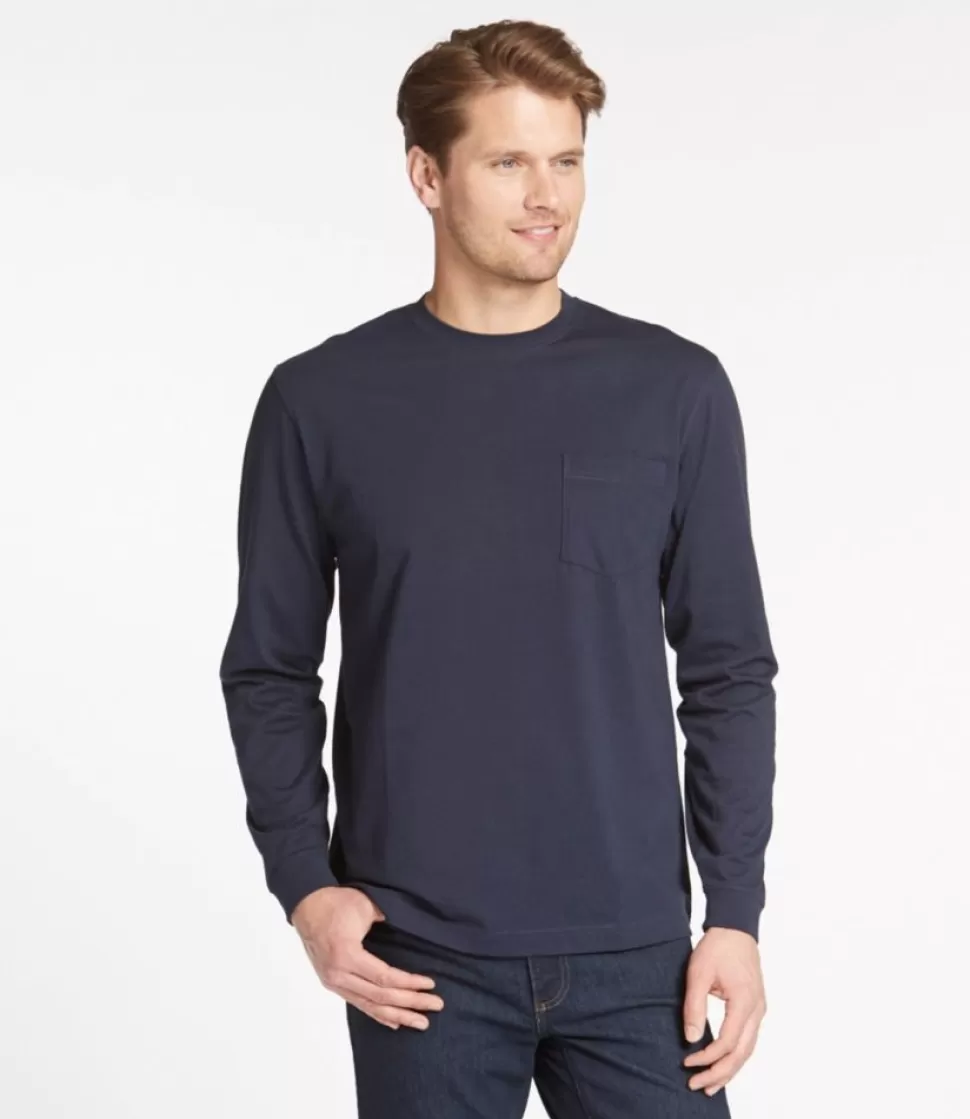 Outlet "Men's Carefree Unshrinkable Tee with Pocket, Traditional Fit, Long-Sleeve" Shirts