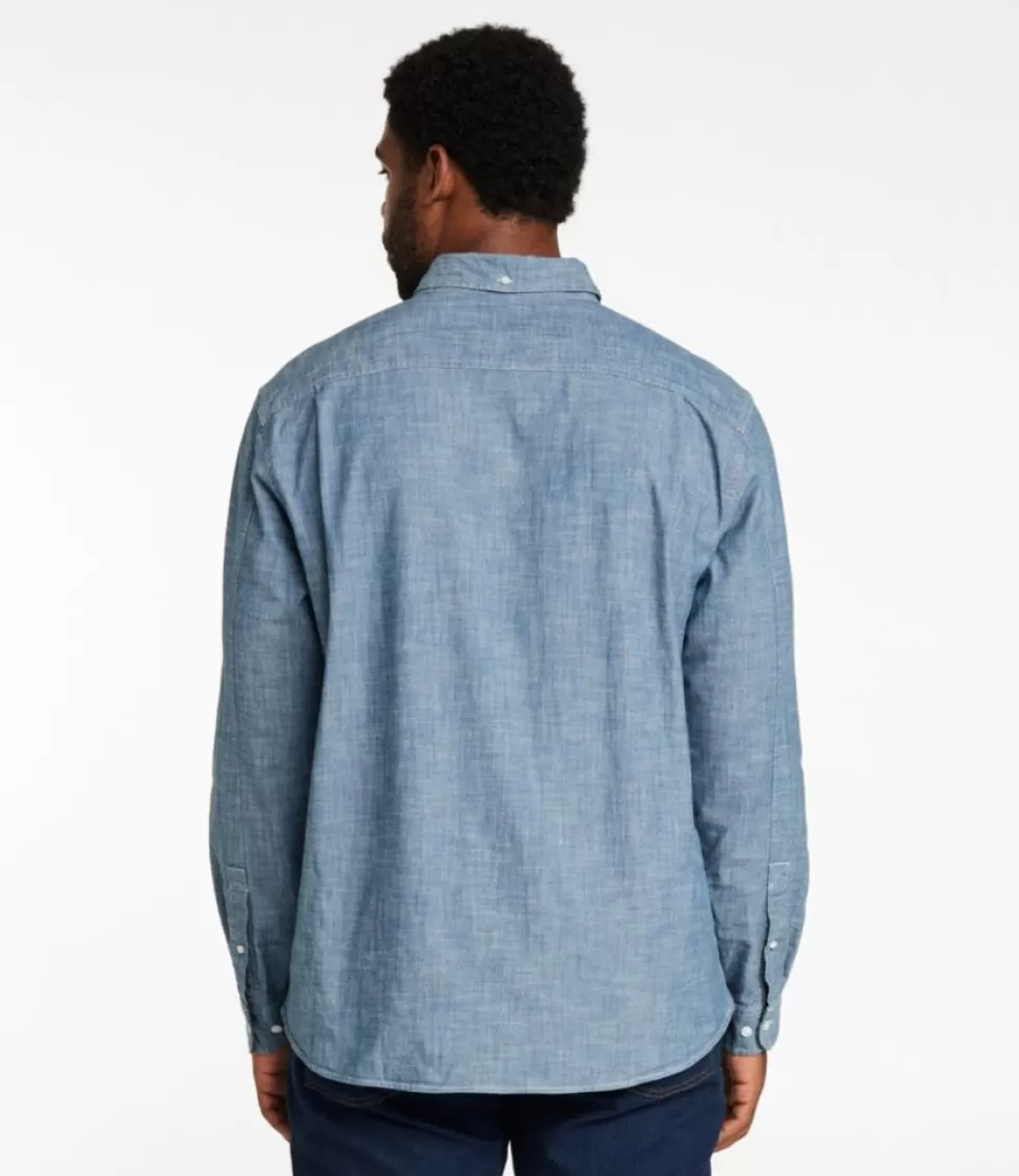 Shop "Men's Comfort Stretch Chambray Shirt, Long-Sleeve, Slightly Fitted Untucked Fit" Shirts