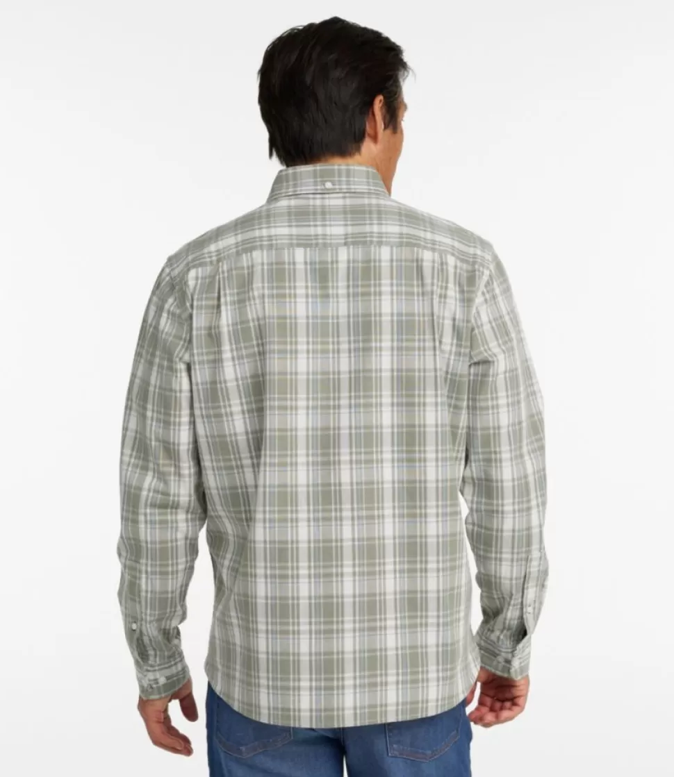 Best Sale "Men's Comfort Stretch Chambray Shirt, Long-Sleeve, Slightly Fitted Untucked Fit, Plaid" Shirts