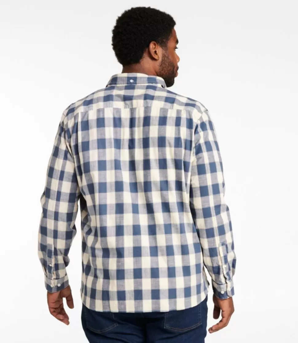 Best Sale "Men's Comfort Stretch Chambray Shirt, Long-Sleeve, Slightly Fitted Untucked Fit, Plaid" Shirts