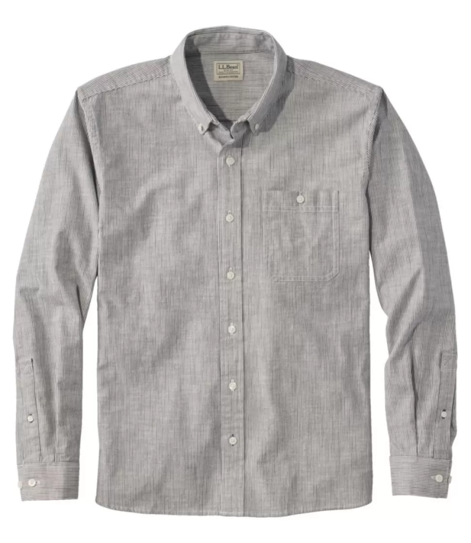 Outlet "Men's Comfort Stretch Chambray Shirt, Long-Sleeve, Slightly Fitted Untucked Fit, Stripe" Shirts