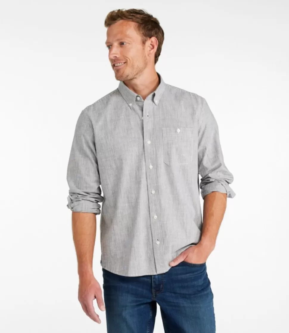 Outlet "Men's Comfort Stretch Chambray Shirt, Long-Sleeve, Slightly Fitted Untucked Fit, Stripe" Shirts