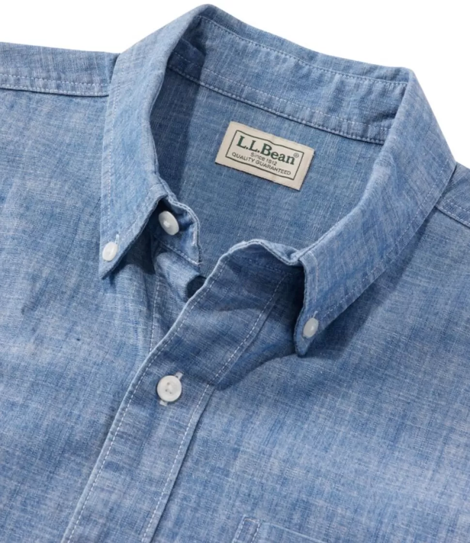 Discount "Men's Comfort Stretch Chambray Shirt, Slightly Fitted Untucked Fit, Short-Sleeve" Shirts
