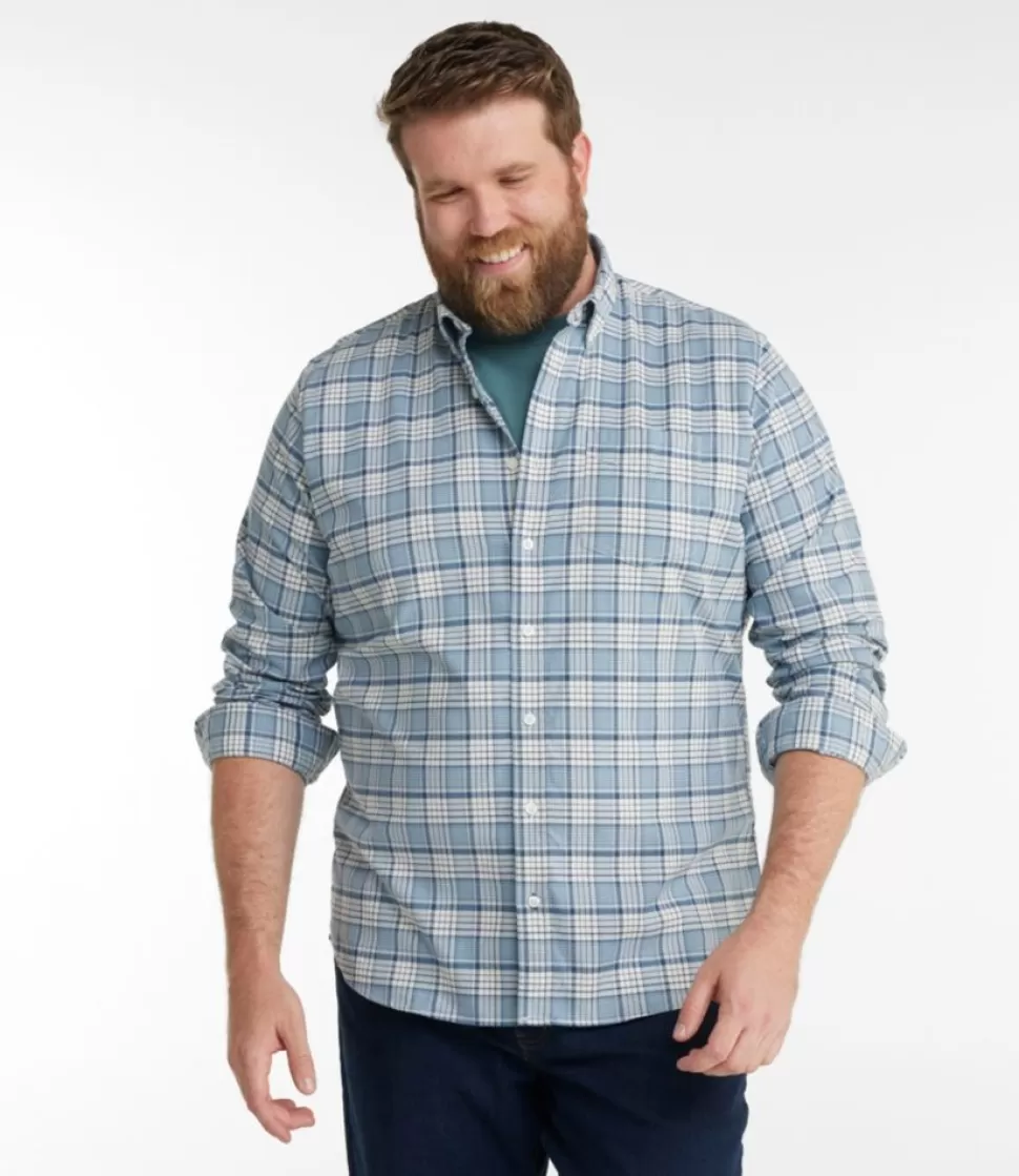Cheap "Men's Comfort Stretch Oxford Shirt, Slightly Fitted Untucked Fit, Plaid" Shirts