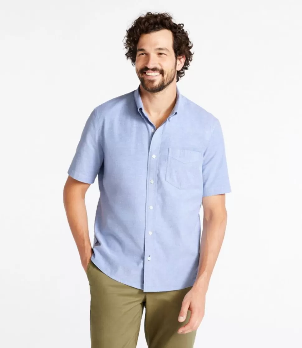 Outlet "Men's Comfort Stretch Oxford Shirt, Slightly Fitted Untucked Fit, Short-Sleeve" Shirts