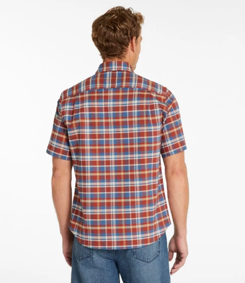 Fashion "Men's Comfort Stretch Oxford, Slightly Fitted Untucked Fit, Short-Sleeve, Plaid" Shirts
