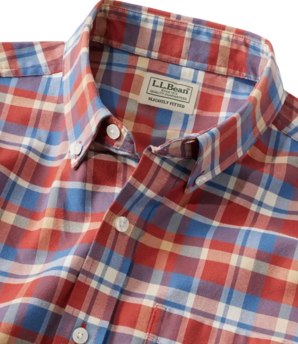 Fashion "Men's Comfort Stretch Oxford, Slightly Fitted Untucked Fit, Short-Sleeve, Plaid" Shirts