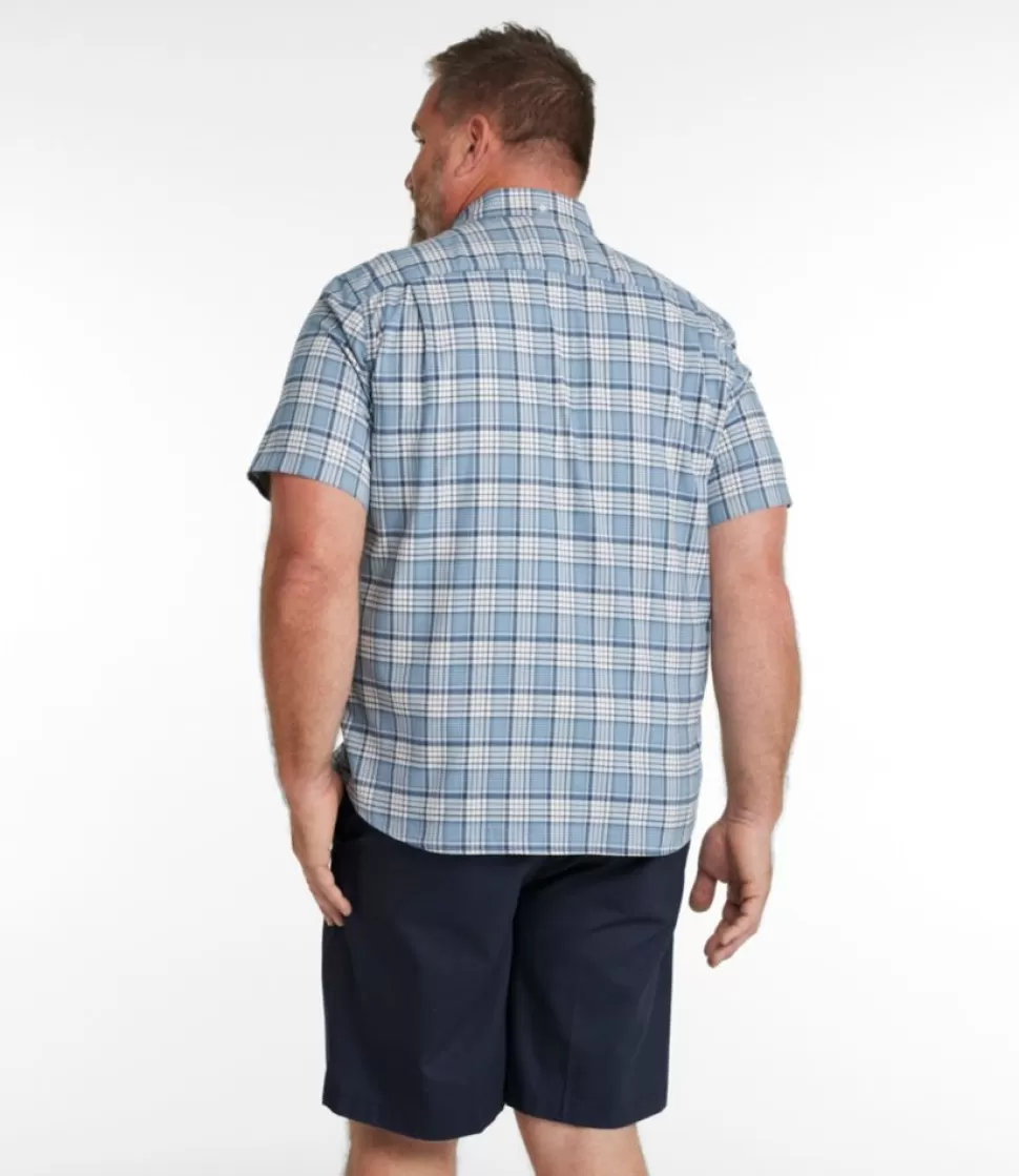 Fashion "Men's Comfort Stretch Oxford, Slightly Fitted Untucked Fit, Short-Sleeve, Plaid" Shirts