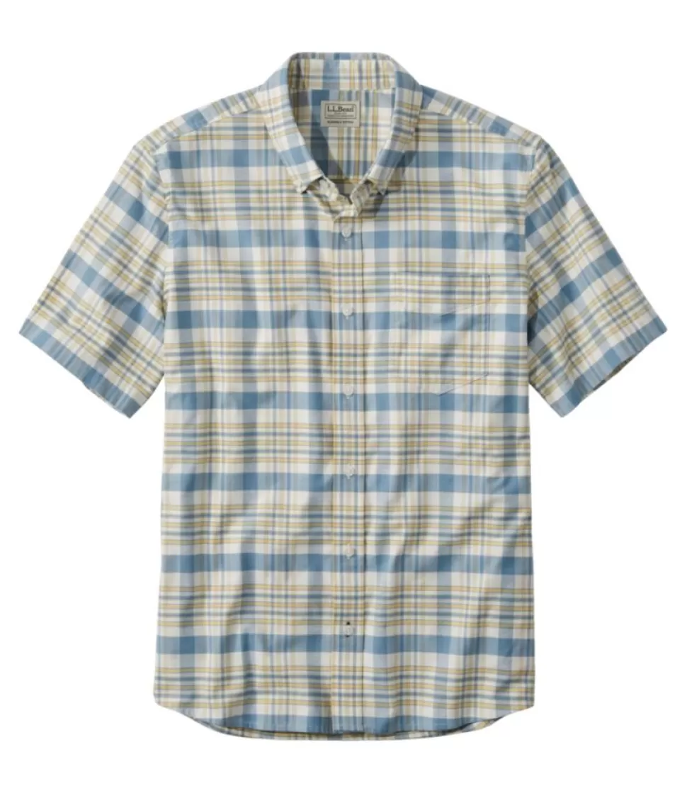 Fashion "Men's Comfort Stretch Oxford, Slightly Fitted Untucked Fit, Short-Sleeve, Plaid" Shirts
