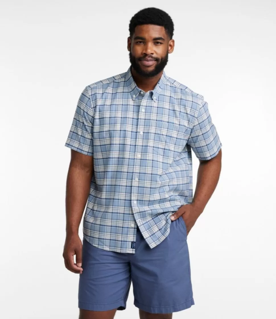 Store "Men's Comfort Stretch Oxford, Traditional Untucked Fit, Short-Sleeve, Plaid" Shirts