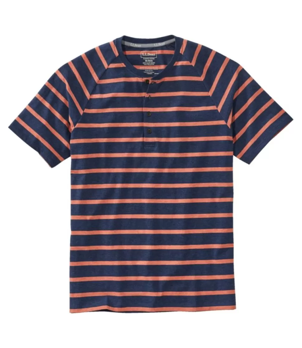 New "Men's Comfort Stretch Pima Tee Shirt, Short-Sleeve Henley, Stripe" Shirts