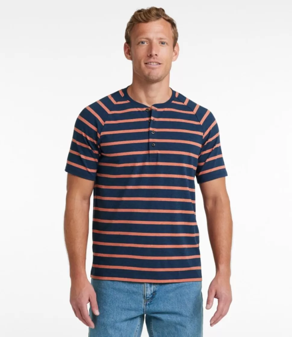 New "Men's Comfort Stretch Pima Tee Shirt, Short-Sleeve Henley, Stripe" Shirts