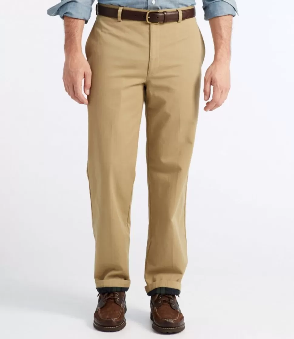 Best Sale "Men's Double L® Chinos, Natural Fit, Plain Front, Flannel-Lined" Pants