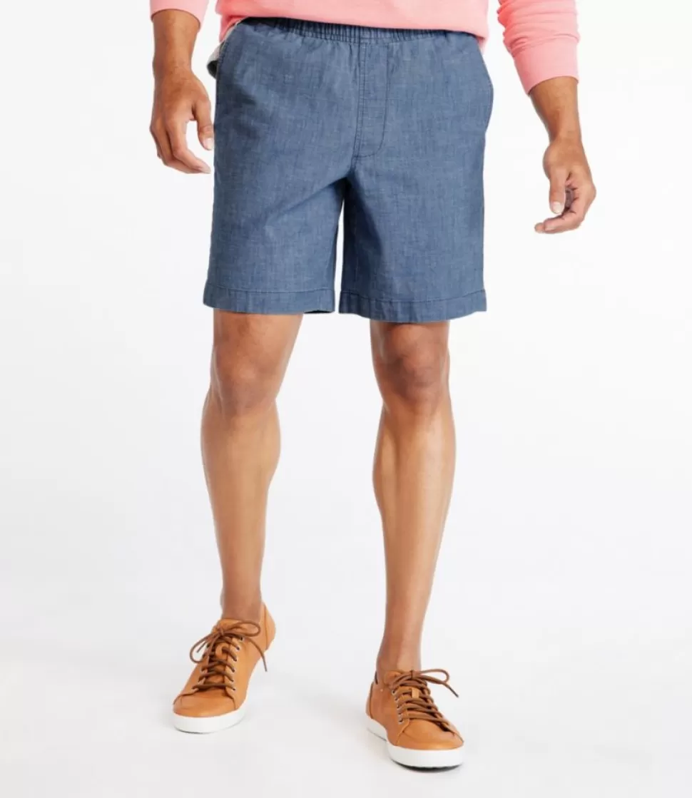 Store "Men's Lakewashed® Stretch Shorts, Pull-On, Chambray, 8"" Shorts