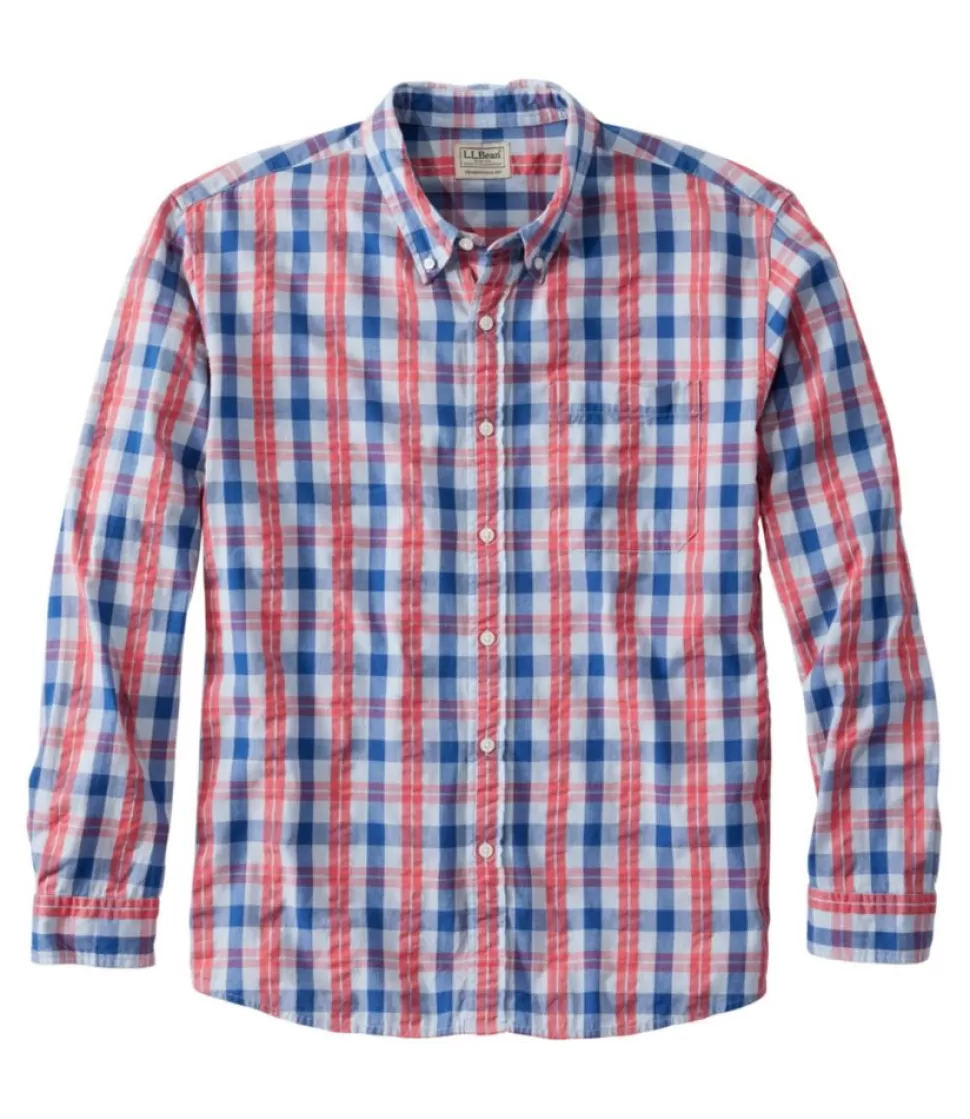 Clearance "Men's Organic Cotton Seersucker Shirt, Long-Sleeve, Traditional Fit, Plaid" Shirts