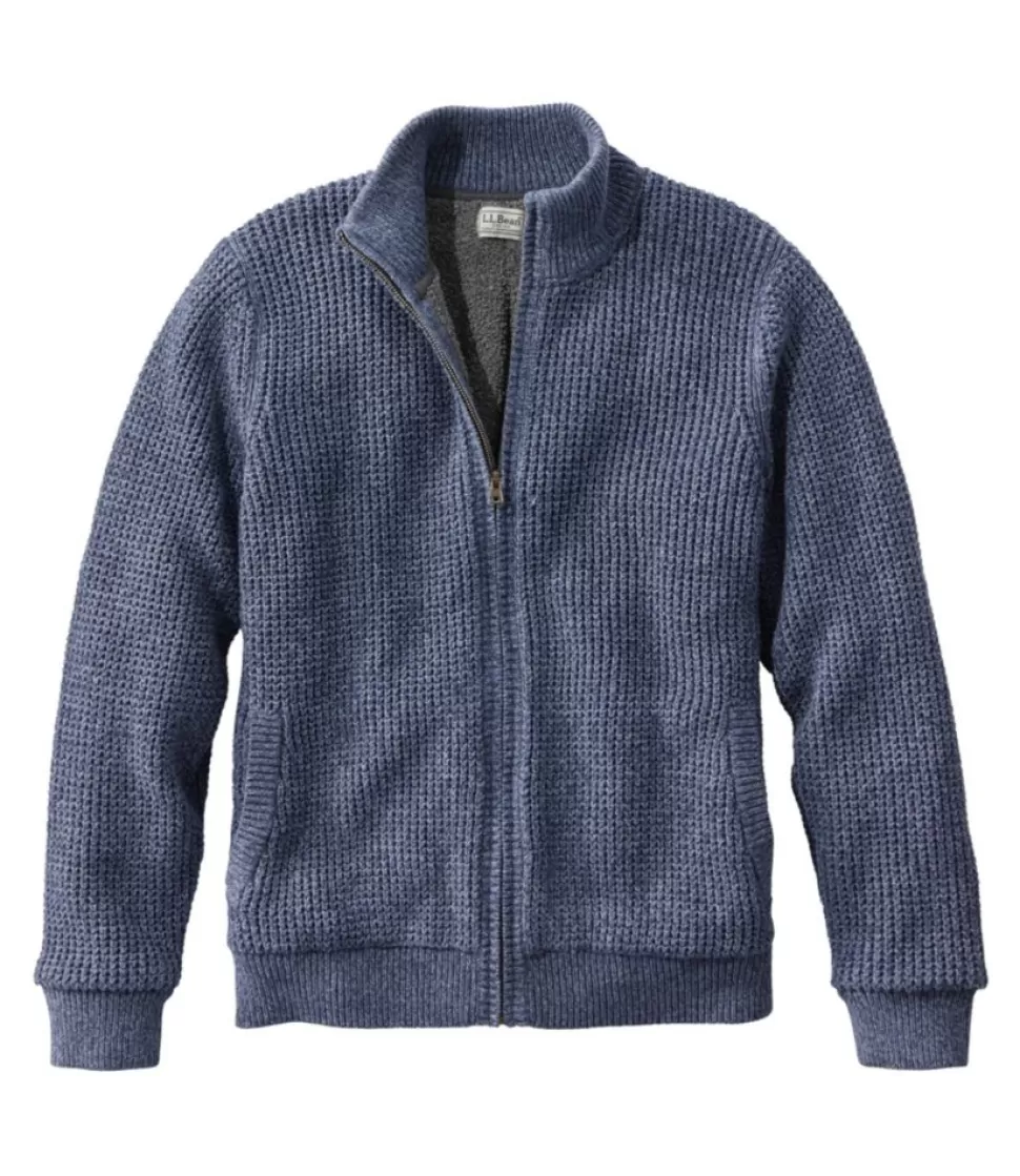 Best "Men's Organic Cotton Waffle Sweater, Full Zip, Lined" Sweaters