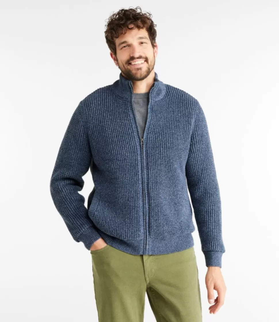 Best "Men's Organic Cotton Waffle Sweater, Full Zip, Lined" Sweaters