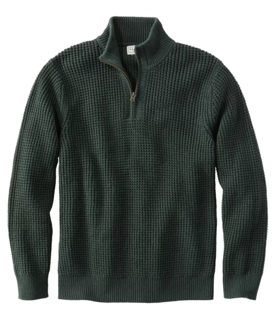 Sale "Men's Organic Cotton Waffle Sweater, Quarter Zip" Sweaters