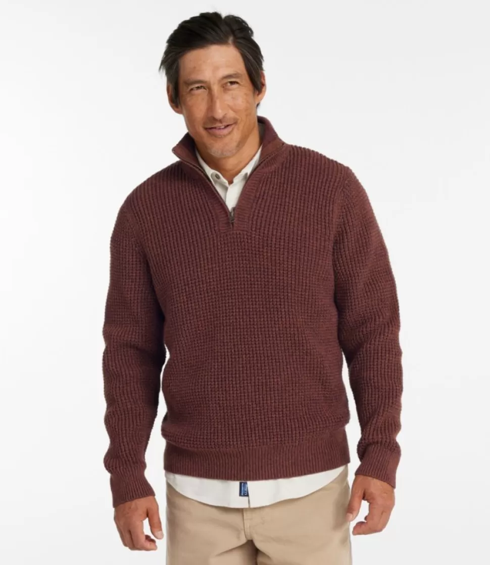 Sale "Men's Organic Cotton Waffle Sweater, Quarter Zip" Sweaters