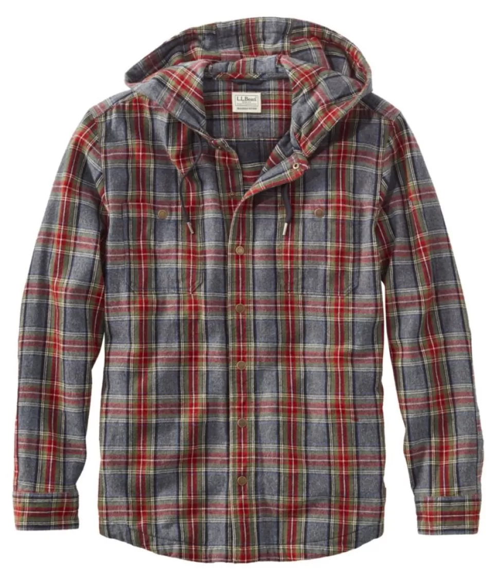 Cheap "Men's Scotch Plaid Flannel Hooded Shirt, Slightly Fitted" Shirts