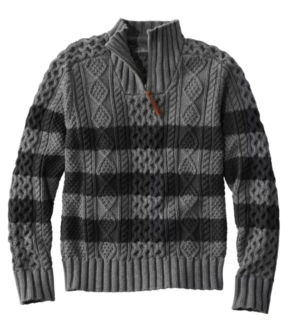 Online "Men's Signature Cotton Fisherman Sweater, Quarter-Zip, Stripe" Sweaters