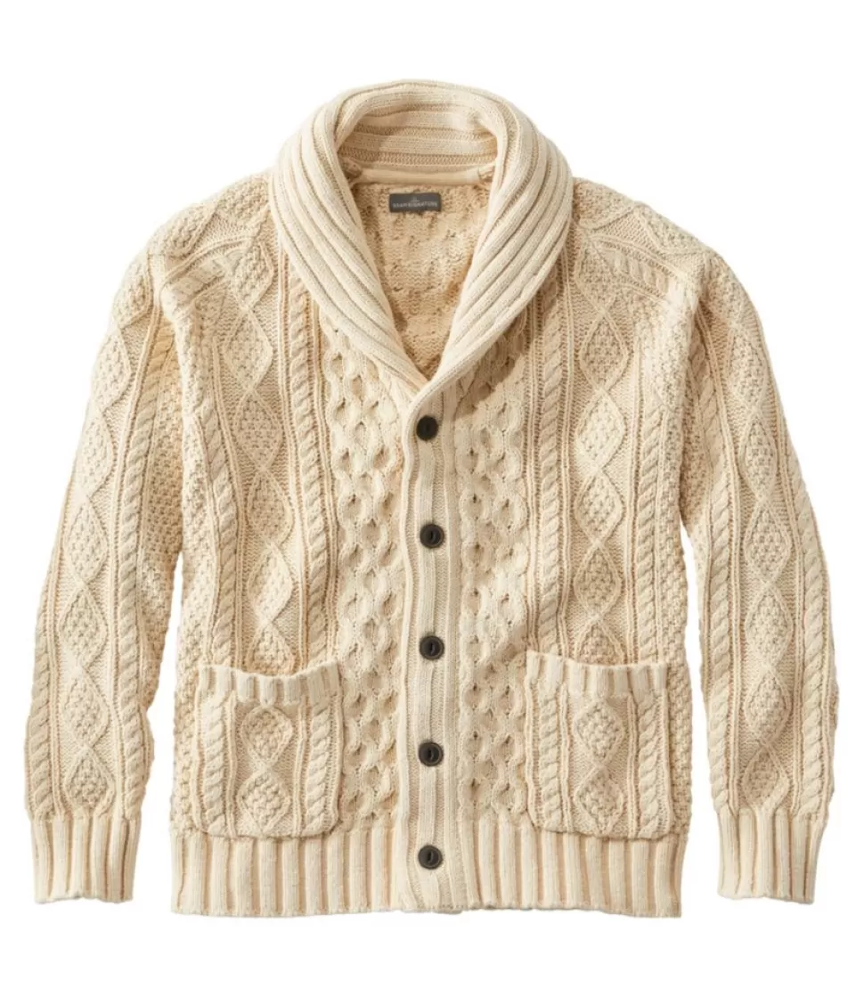 Flash Sale "Men's Signature Cotton Fisherman Sweater, Shawl-Collar Cardigan" Sweaters