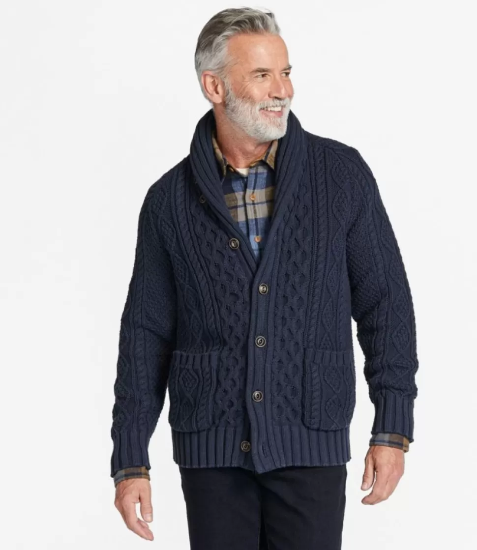 Flash Sale "Men's Signature Cotton Fisherman Sweater, Shawl-Collar Cardigan" Sweaters