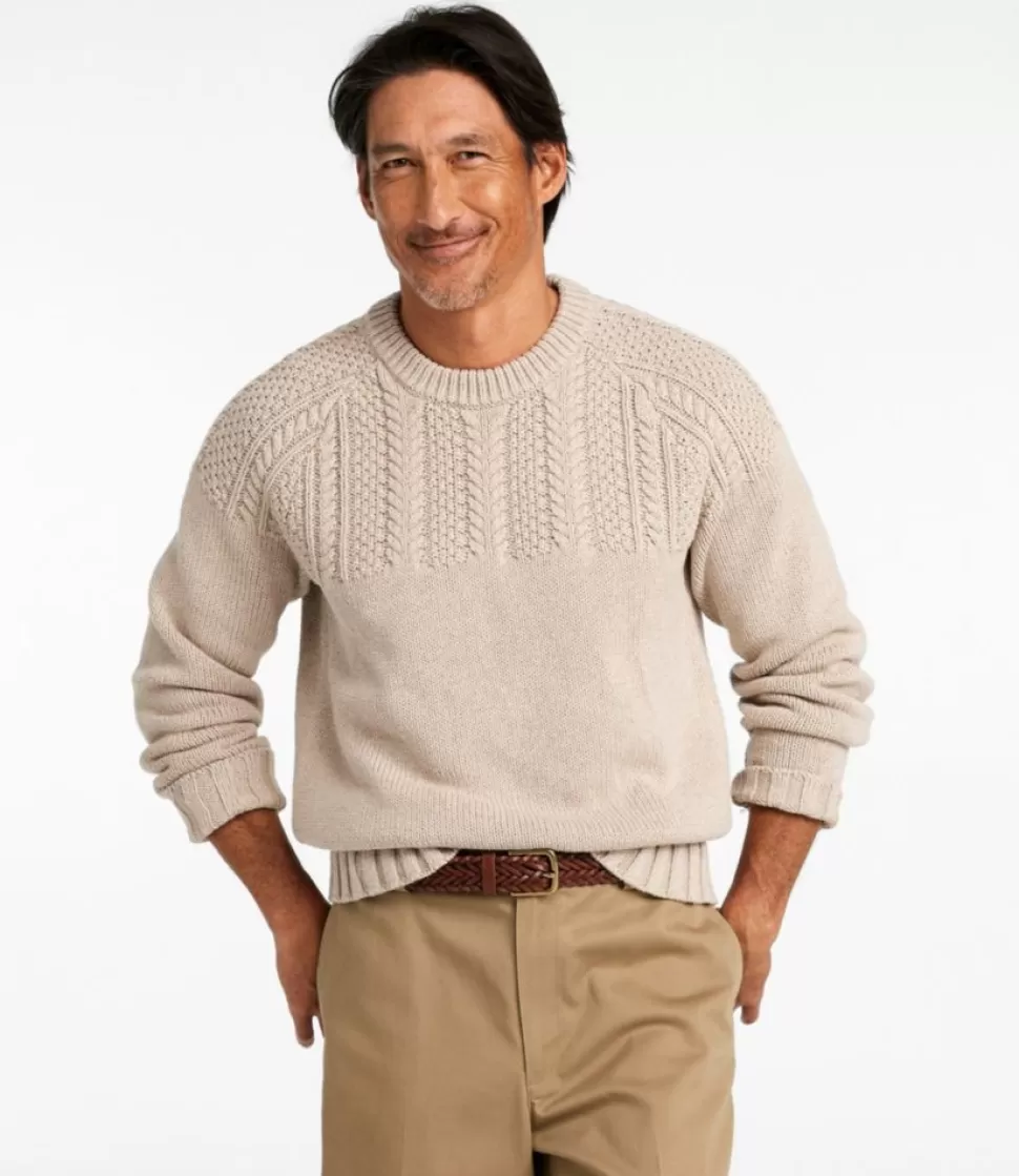 Discount "Men's Signature Cotton Fisherman Sweater, Yoke Crewneck" Sweaters