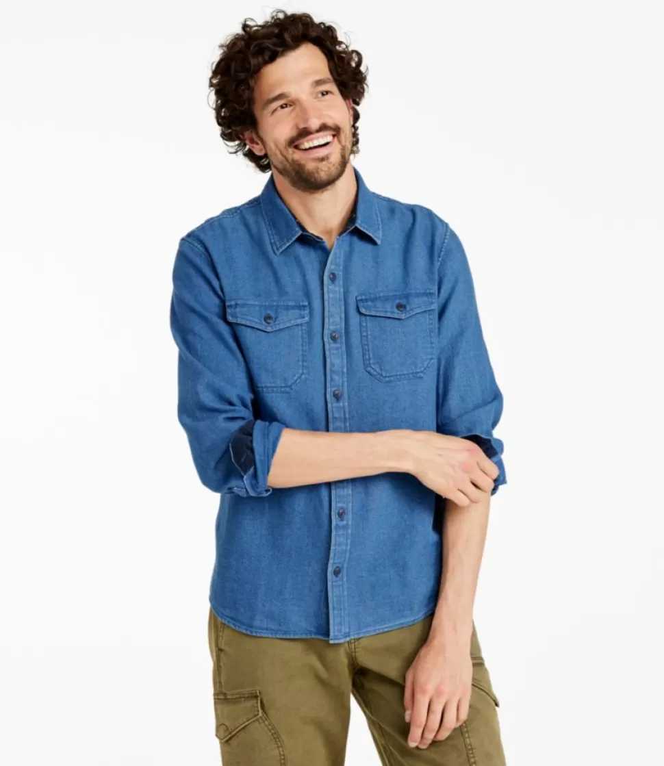 Cheap "Men's Signature Washed Indigo Shirt, Long-Sleeve" Shirts