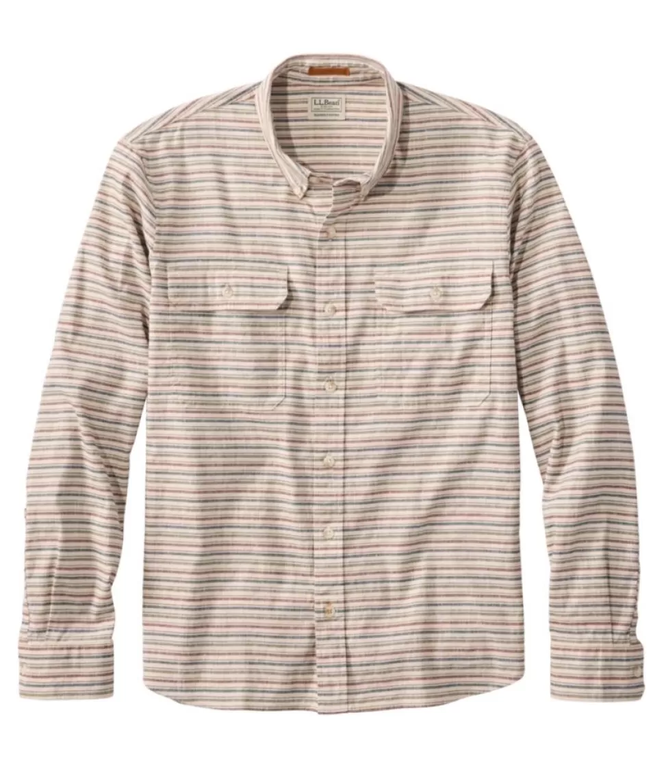 Fashion "Men's Stonecoast Hemp Shirt, Long-Sleeve, Slightly Fitted Untucked Fit, Stripe" Shirts