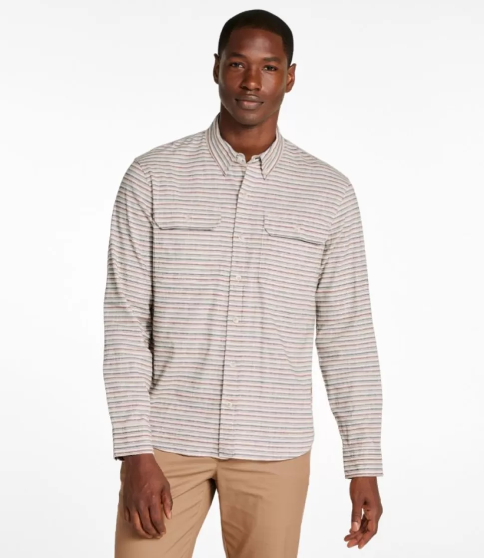 Fashion "Men's Stonecoast Hemp Shirt, Long-Sleeve, Slightly Fitted Untucked Fit, Stripe" Shirts