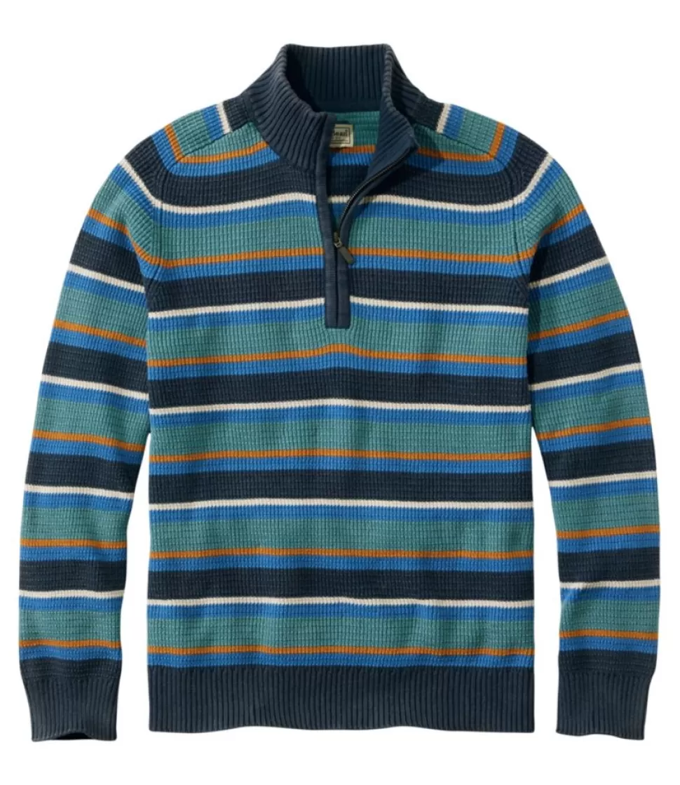 Store "Men's Textured Washed Cotton Sweaters, Quarter Zip, Stripe" Sweaters